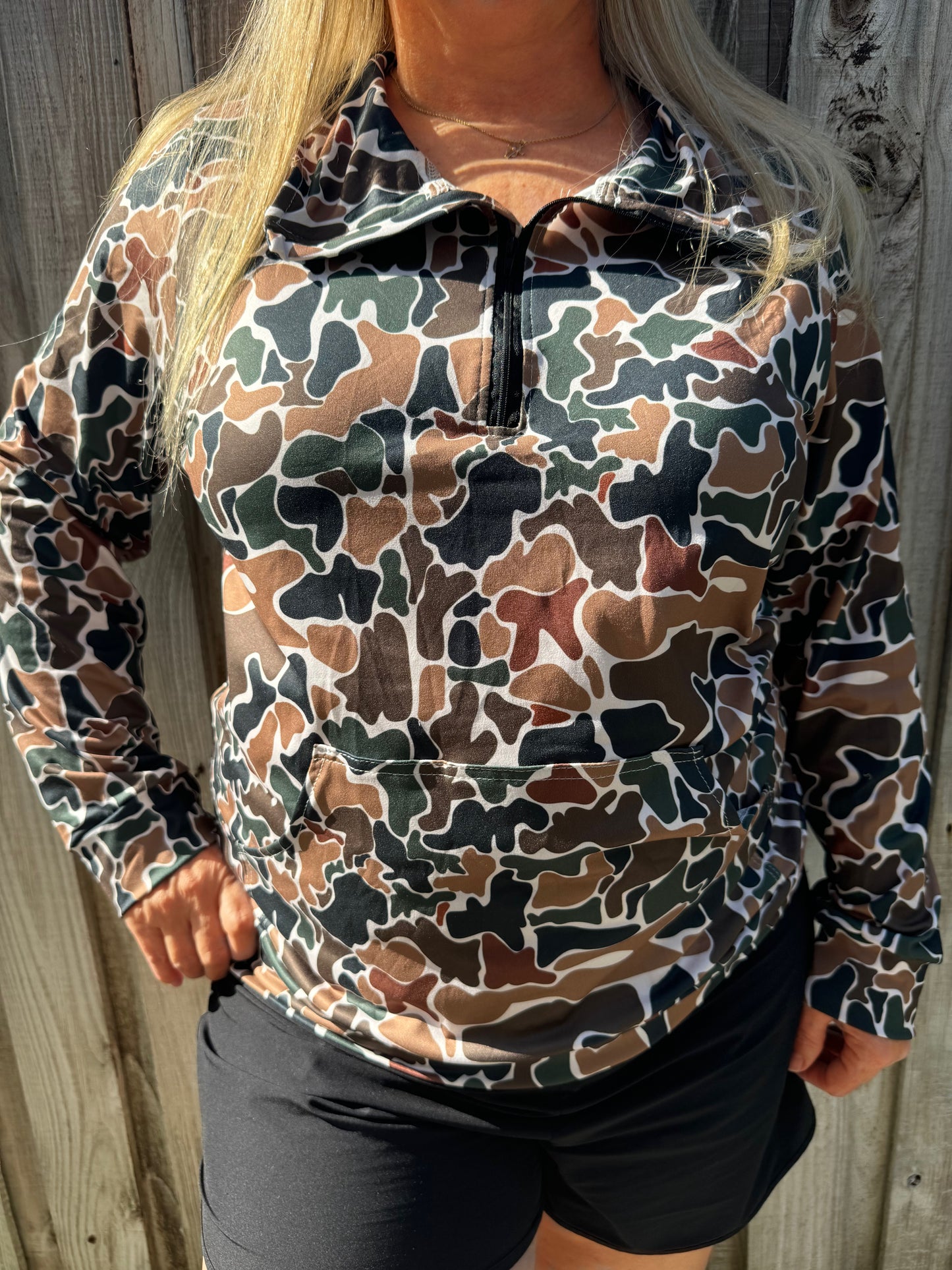 Brown Duck Camo Quarter Zip