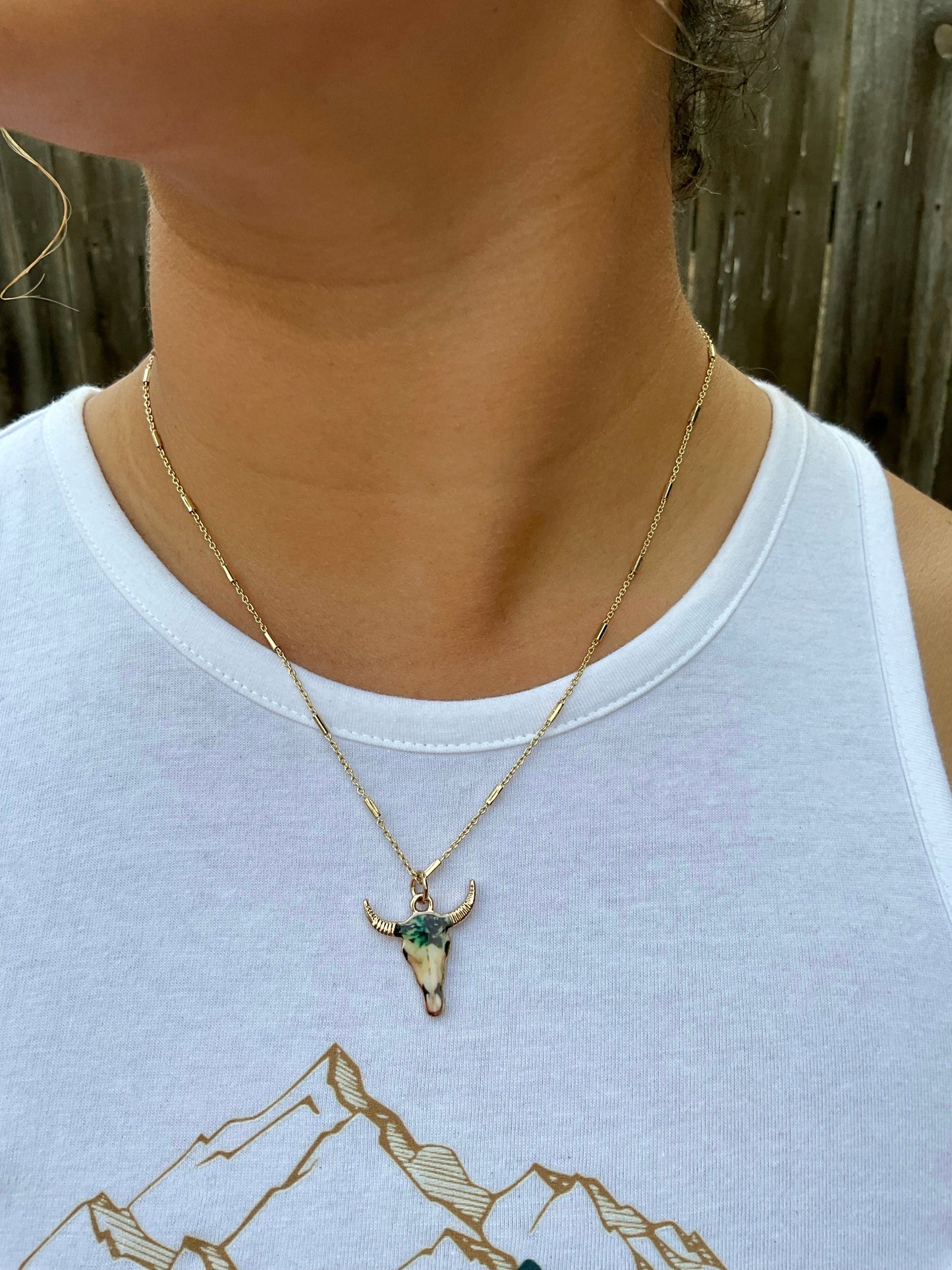 Gold Stoned Bull Necklace