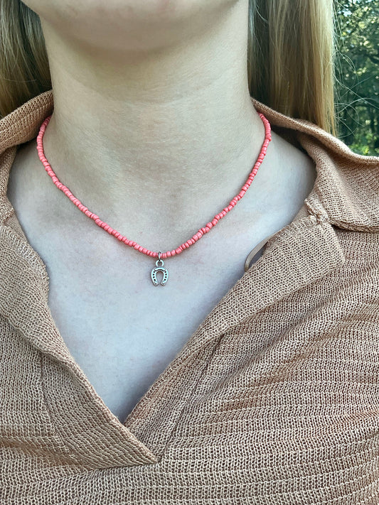 Horseshoe Beaded Choker Necklace