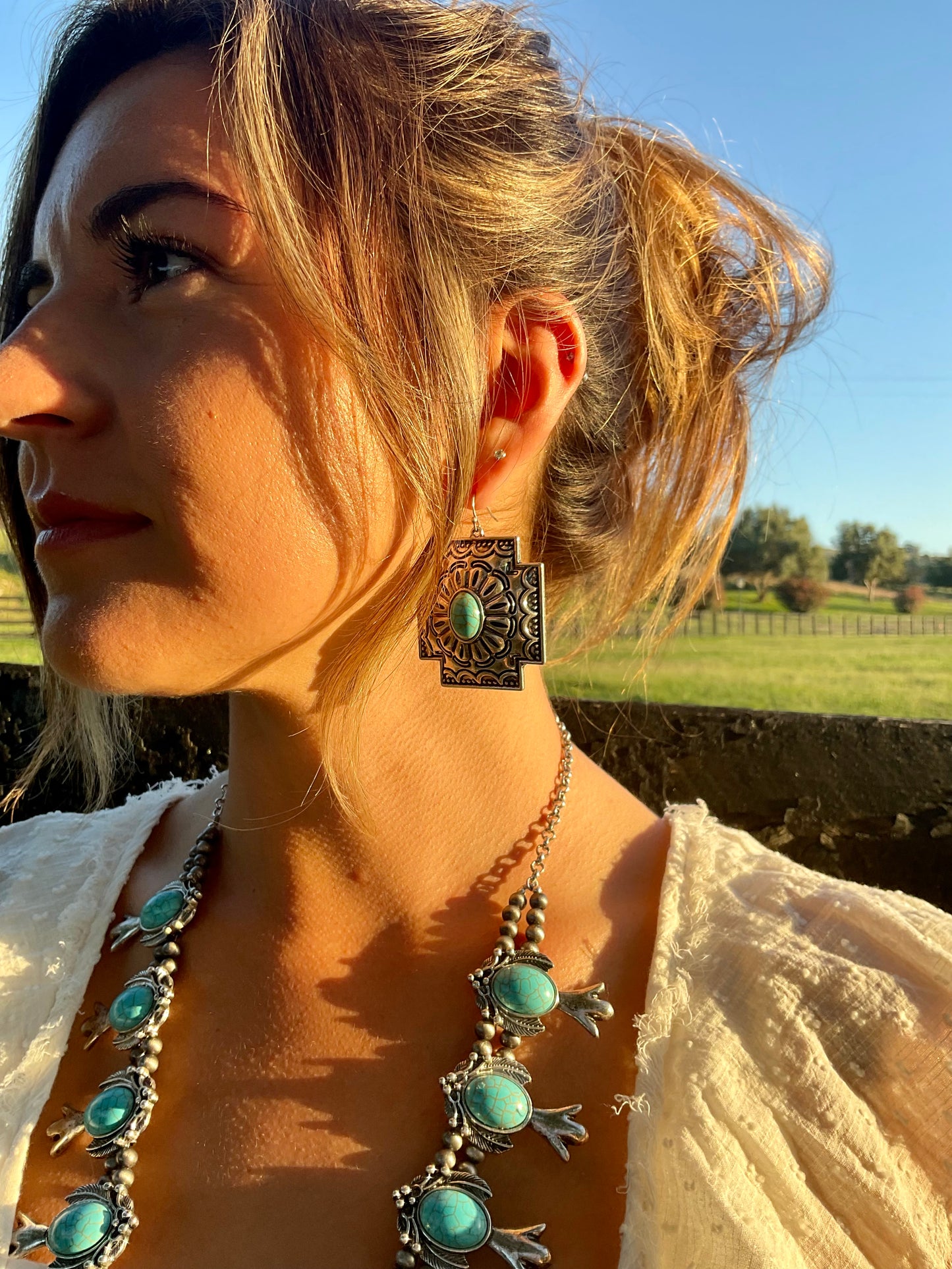 Cross Concho Earrings