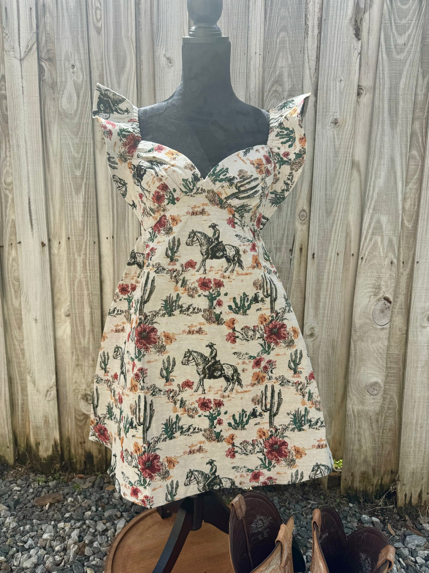 The Vintage Cowboy Dress - Cream