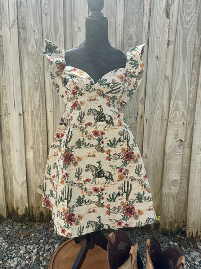 The Vintage Cowboy Dress - Cream