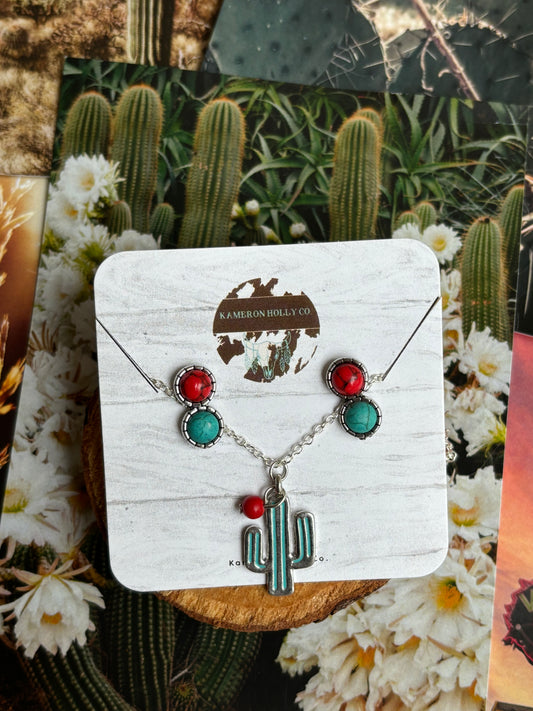 Turquoise and Red Cactus Set