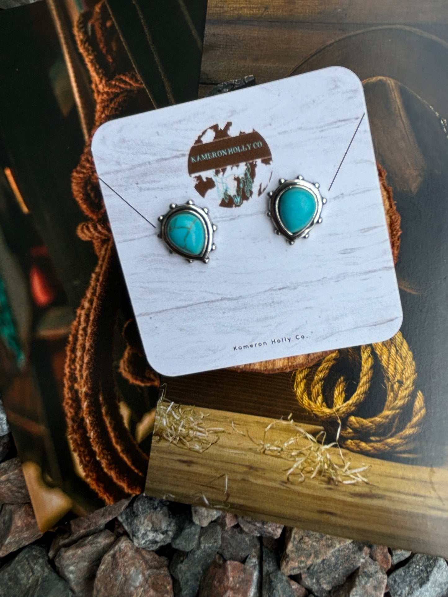 Faux Turquoise Stud Earrings