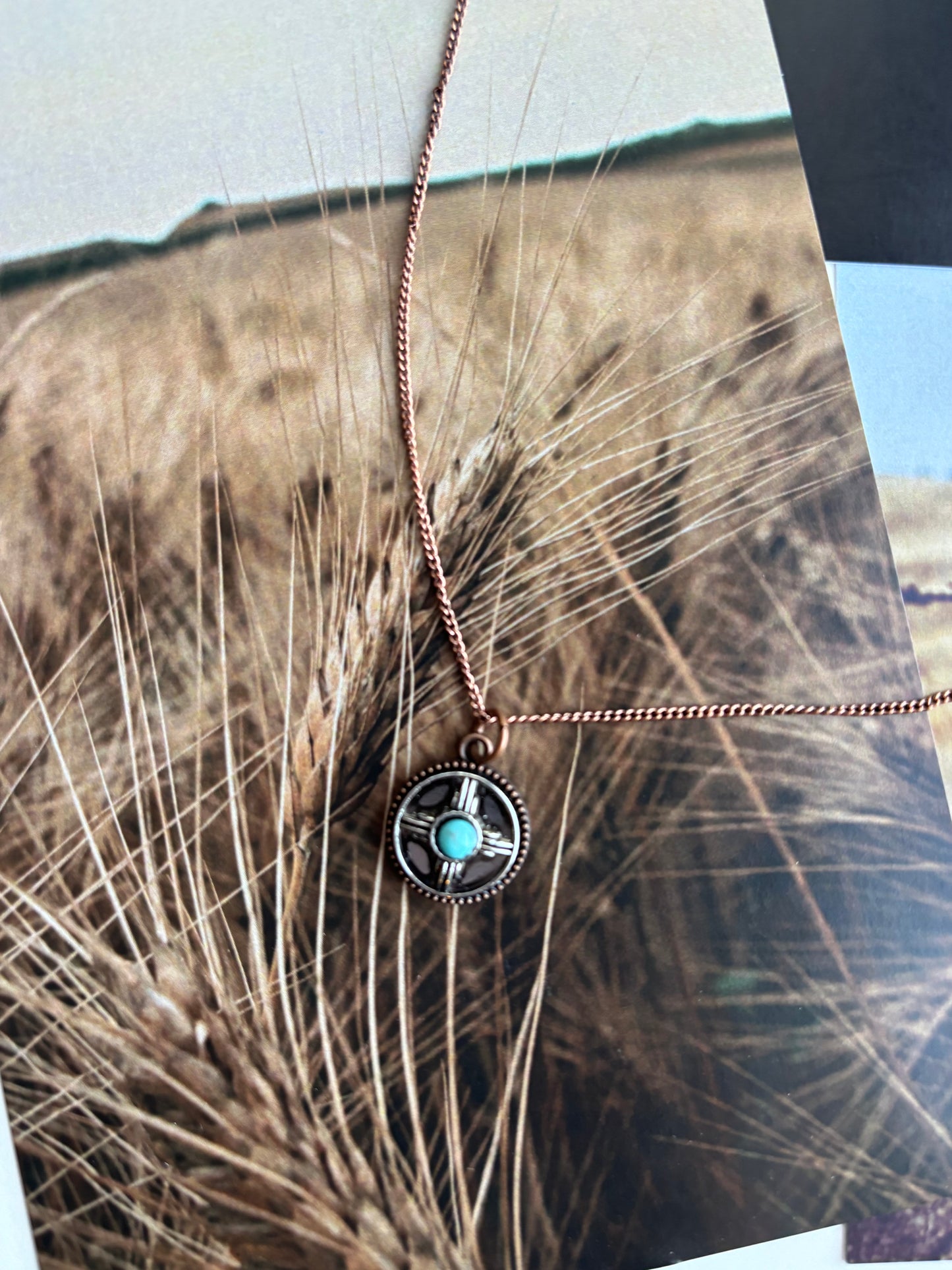 Bronze Turquoise Round Necklace