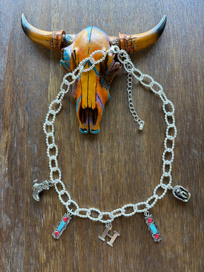Western Initial Charm Necklace