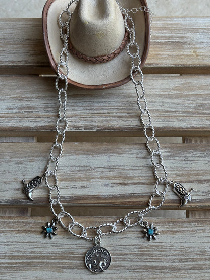 Western Zodiac Sign Boot Necklace