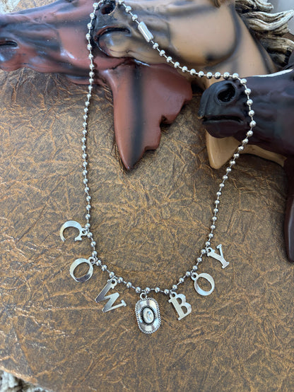 Cowboy Charm Ball Chain Necklace
