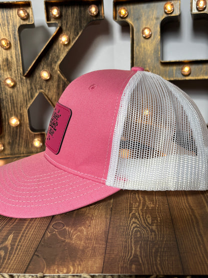 Rope Em', Tie Em', Brand Em' Pink/White Hat
