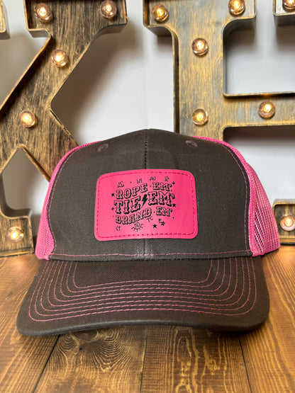 Rope Em', Tie Em', Brand Em' Pink/Black Hat