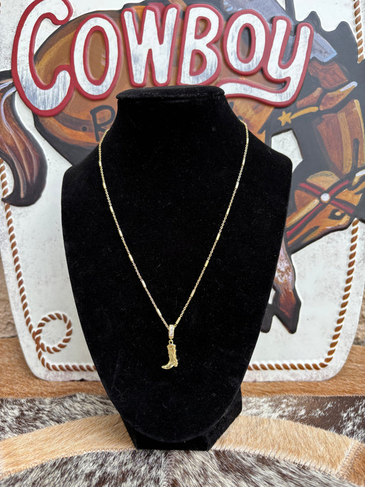 Rhinestone Cowgirl Boot Necklace